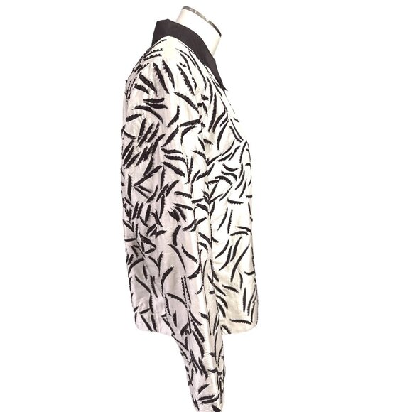 Anage Medium Black White Vintage Silk Jacket Embroidered City Chic Luxury - Picture 6 of 12
